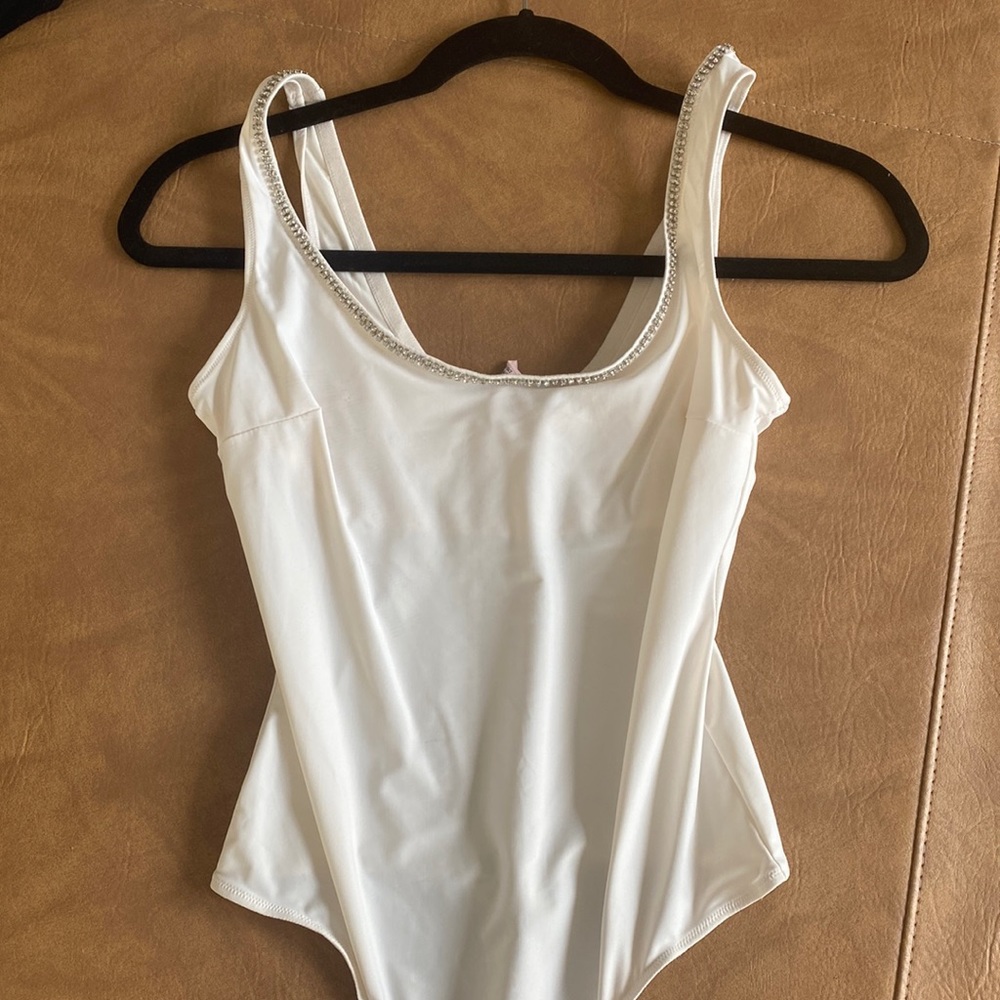 White with rhinestones Body suit